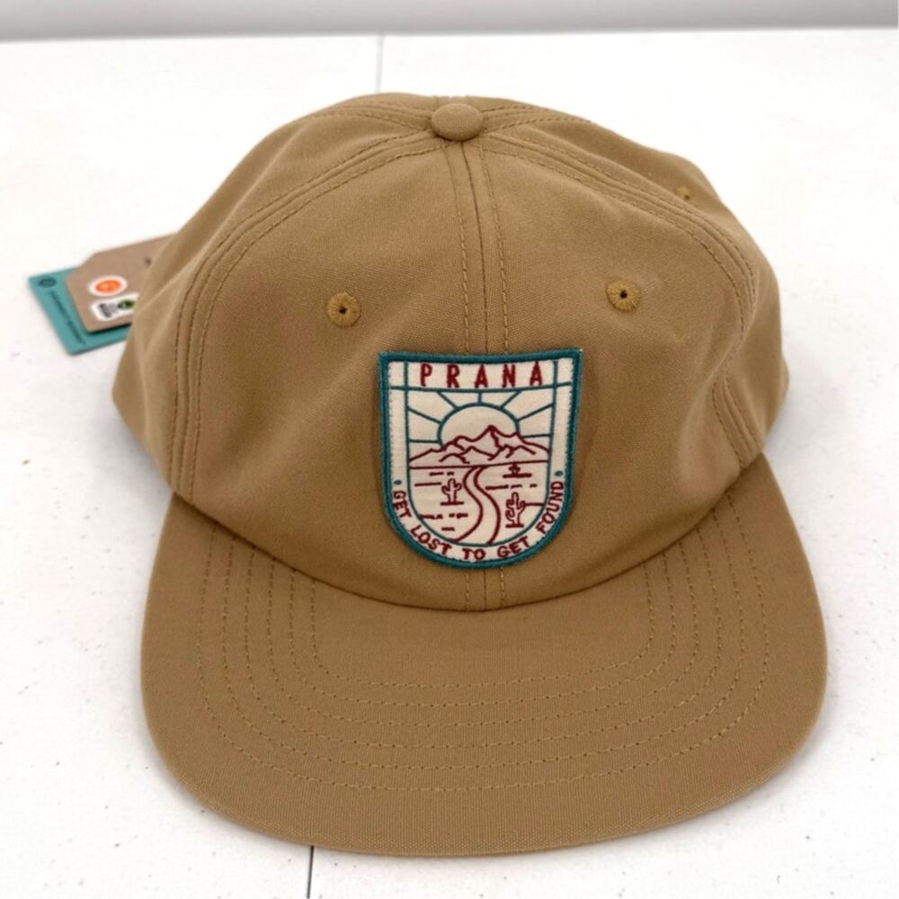 NWT prAna Gazin Patch Hat, Unisex, One Size, Nomad Get Lost To Get Found, Yellow